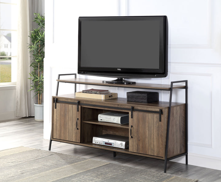 ACME Rashawn Rustic Oak & Black Finish TV Stand Model LV00152 - MONAVILLA