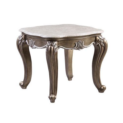 ACME Elozzol Marble & Antique Bronze Finish Accent Table Model LV00303 - MONAVILLA