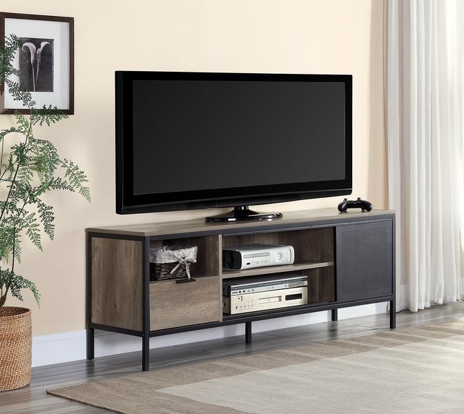 ACME Nantan Rustic Oak & Black Finish TV Stand Model LV00404 - MONAVILLA