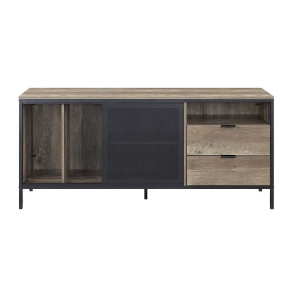 ACME Nantan Rustic Oak & Black Finish TV Stand Model LV00405 - MONAVILLA