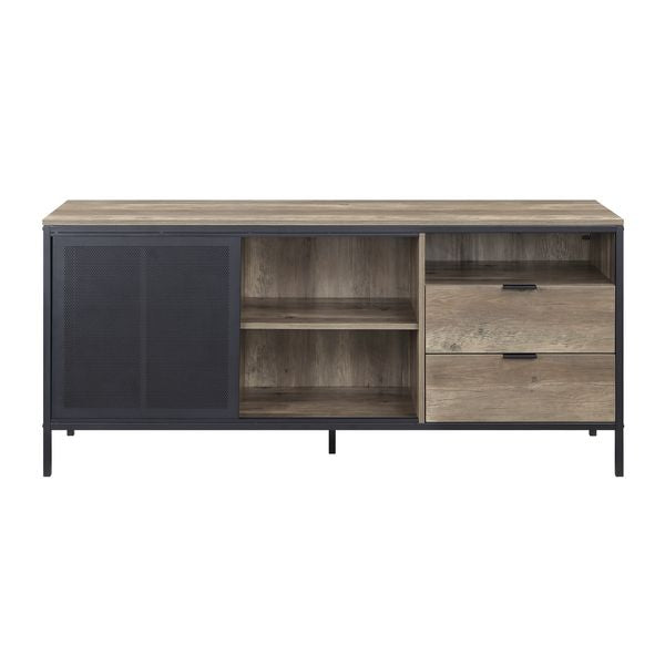 ACME Nantan Rustic Oak & Black Finish TV Stand Model LV00405 - MONAVILLA