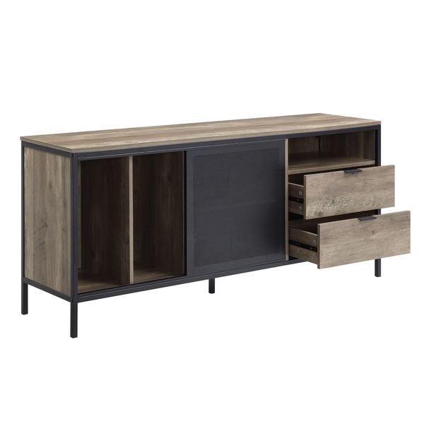 ACME Nantan Rustic Oak & Black Finish TV Stand Model LV00405 - MONAVILLA