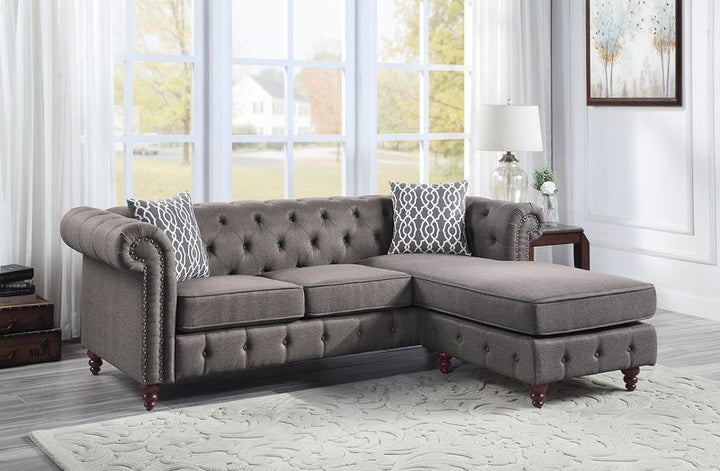 ACME Waldina Brown Fabric Sectional Sofa Model LV00499 - MONAVILLA