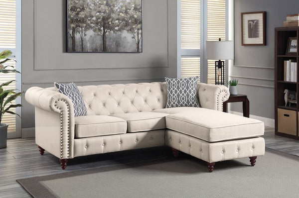 ACME Waldina Beige Fabric Sectional Sofa Model LV00643 - MONAVILLA