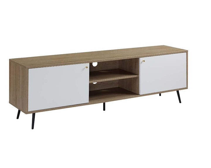 ACME Wafiya Rustic Oak, White & Black Finish TV Stand Model LV00790 - MONAVILLA