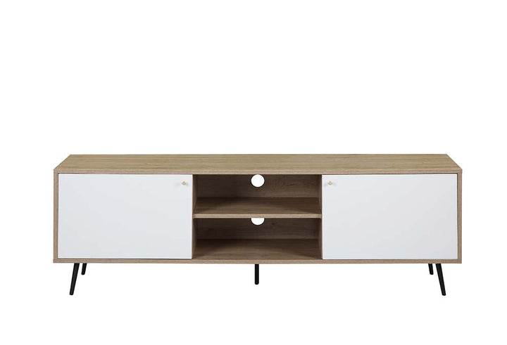 ACME Wafiya Rustic Oak, White & Black Finish TV Stand Model LV00790 - MONAVILLA