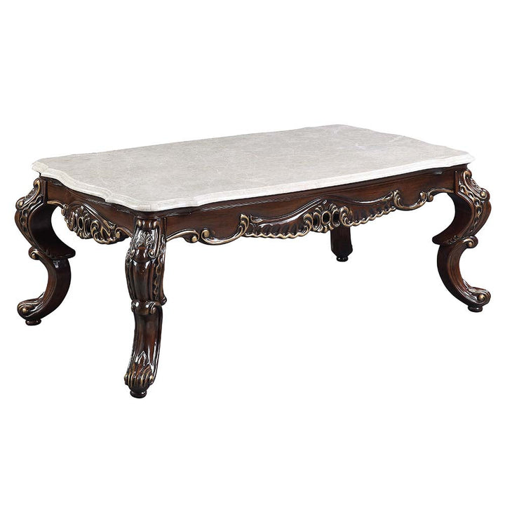 ACME Benbek Marble & Antique Oak Finish Coffee Table Model LV00812 - MONAVILLA