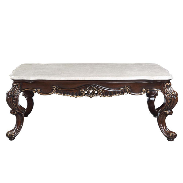 ACME Benbek Marble & Antique Oak Finish Coffee Table Model LV00812 - MONAVILLA