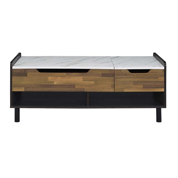 ACME Axel Marble, Walnut & Black Finish Coffee Table Model LV00828 - MONAVILLA