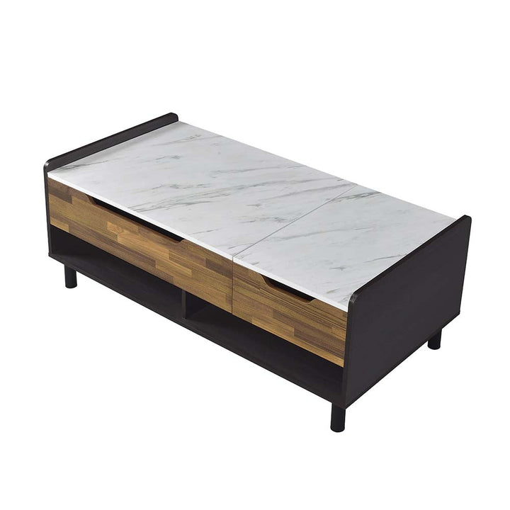 ACME Axel Marble, Walnut & Black Finish Coffee Table Model LV00828 - MONAVILLA