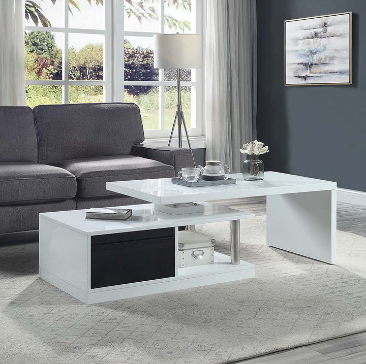 ACME Buck II White & Black High Gloss Finish Coffee Table Model LV00997 - MONAVILLA