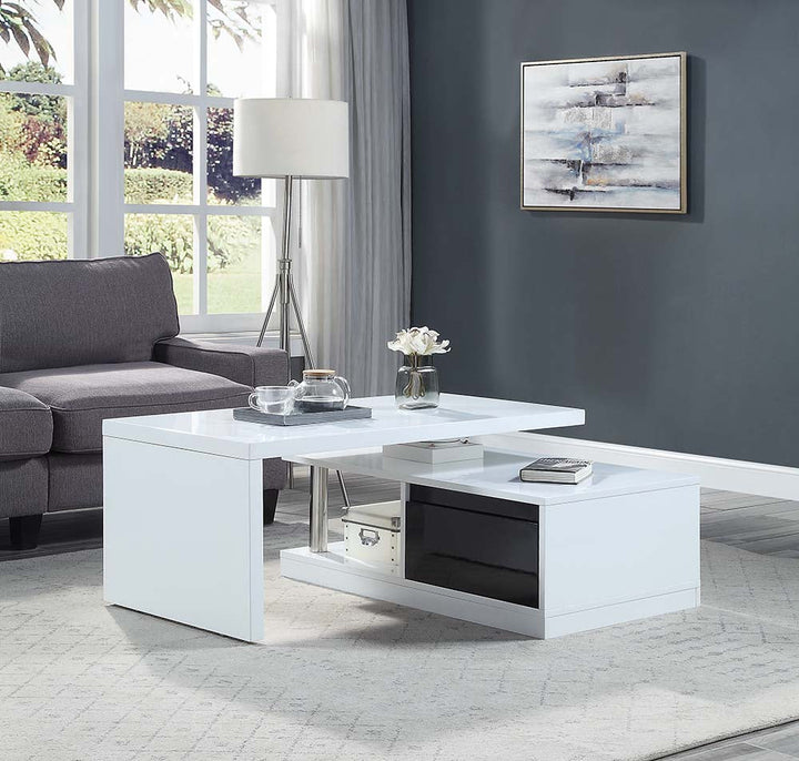 ACME Buck II White & Black High Gloss Finish Coffee Table Model LV00997 - MONAVILLA