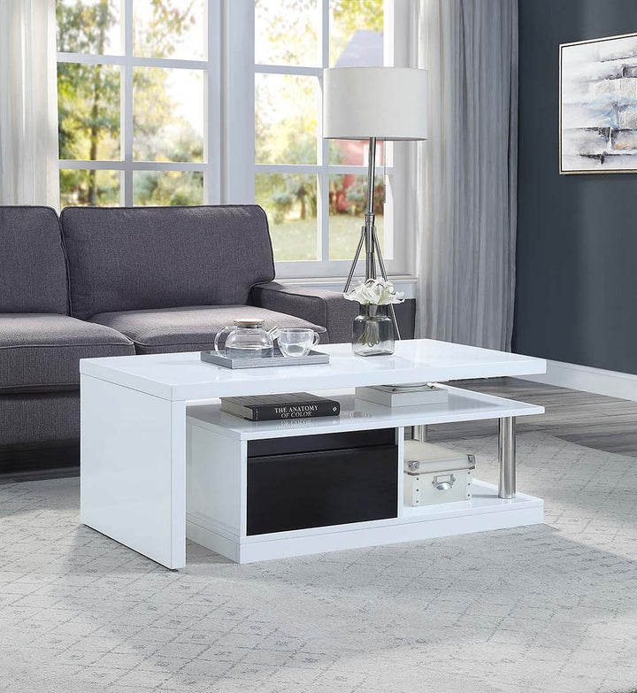 ACME Buck II White & Black High Gloss Finish Coffee Table Model LV00997 - MONAVILLA