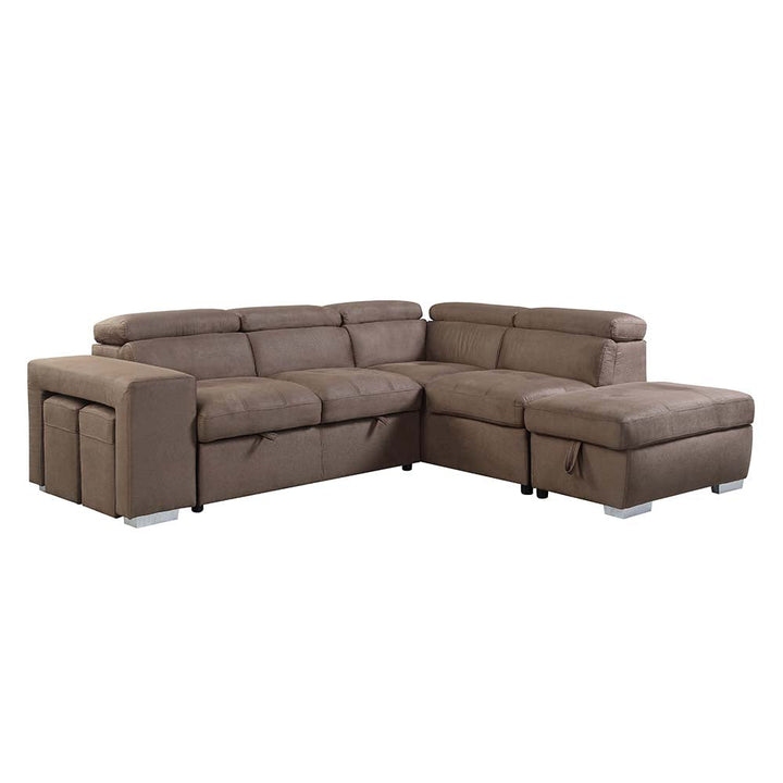 ACME Acoose Brown Fabric Sectional Sofa Model LV01025 - MONAVILLA