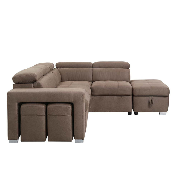 ACME Acoose Brown Fabric Sectional Sofa Model LV01025 - MONAVILLA