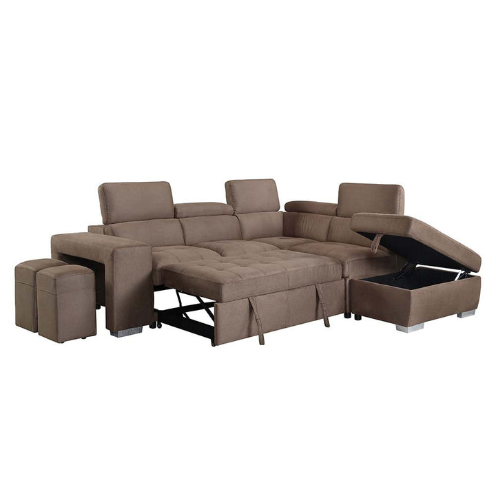 ACME Acoose Brown Fabric Sectional Sofa Model LV01025 - MONAVILLA