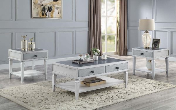 ACME Katia Rustic Gray & Weathered White Finish Coffee Table Model LV01052 - MONAVILLA