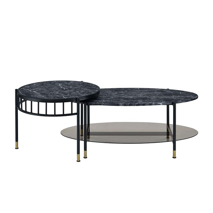 ACME Silas Faux Marble Top & Black Finish Coffee Table Model LV01088 - MONAVILLA