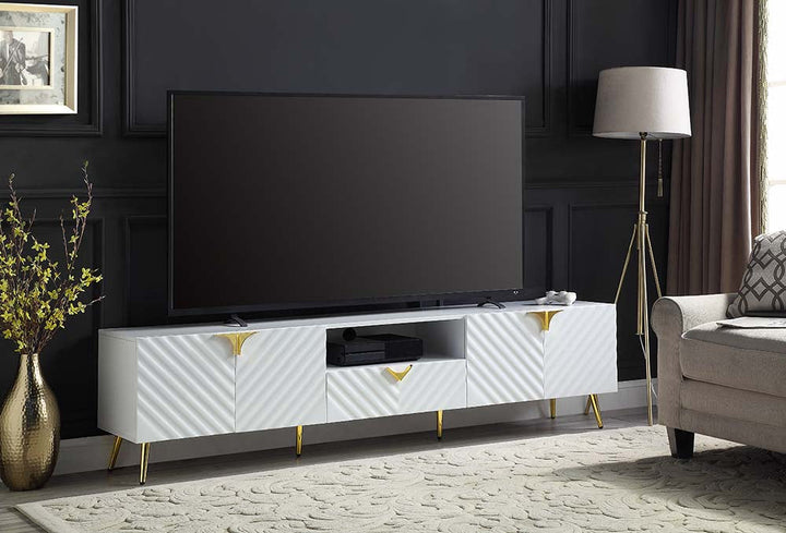 ACME Gaines White High Gloss Finish TV Stand Model LV01138 - MONAVILLA