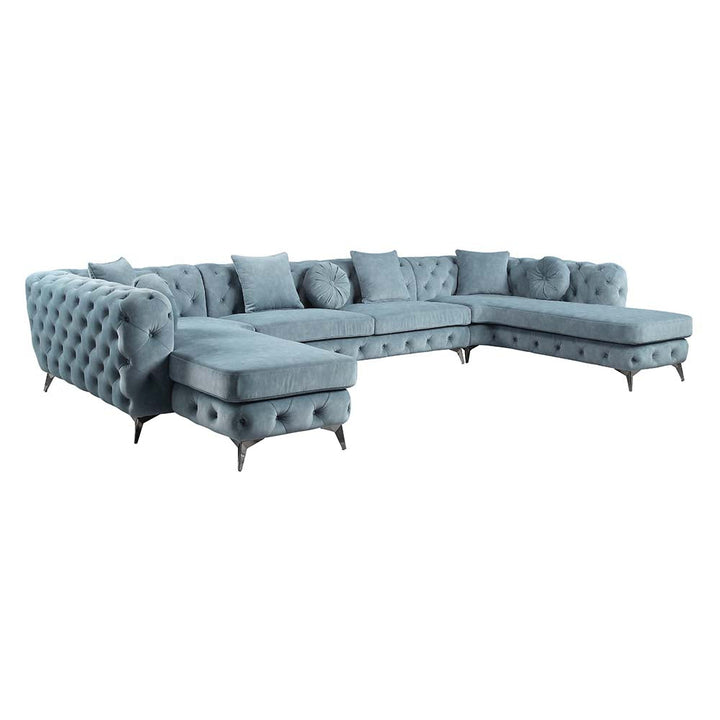 ACME Atronia Deep Green Fabric Sectional Sofa Model LV01161 - MONAVILLA