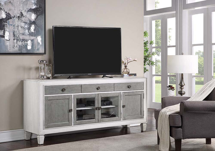 ACME Katia Rustic Gray & White Finish TV Stand Model LV01317 - MONAVILLA