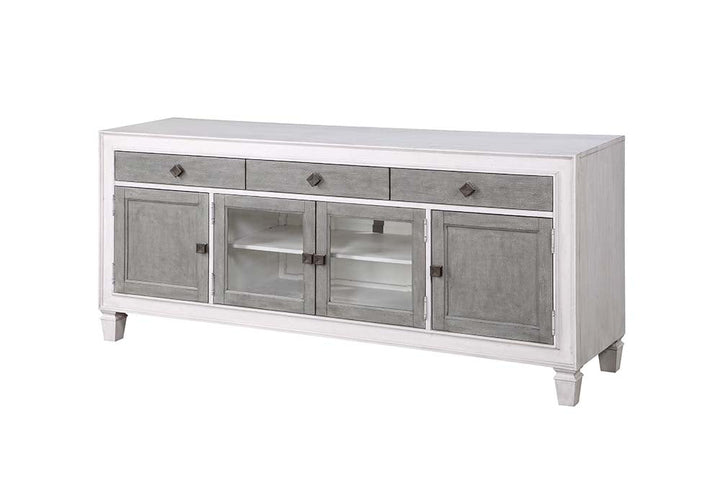 ACME Katia Rustic Gray & White Finish TV Stand Model LV01317 - MONAVILLA