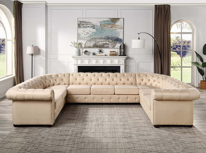 ACME Jaqueline Beige Linen Jaqueline Sectional Sofa Model LV01460 - MONAVILLA