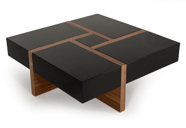 Modrest Makai Modern Black & Walnut Coffee Table - MONAVILLA