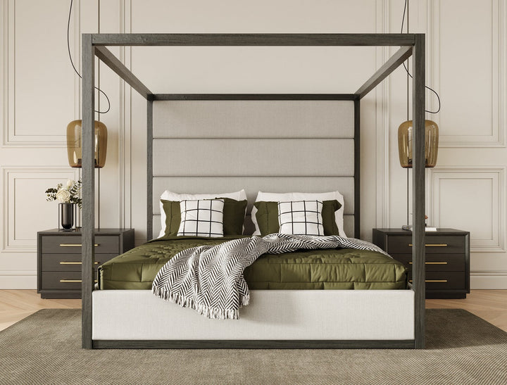 Modrest Manhattan Contemporary Canopy Grey Bed - MONAVILLA