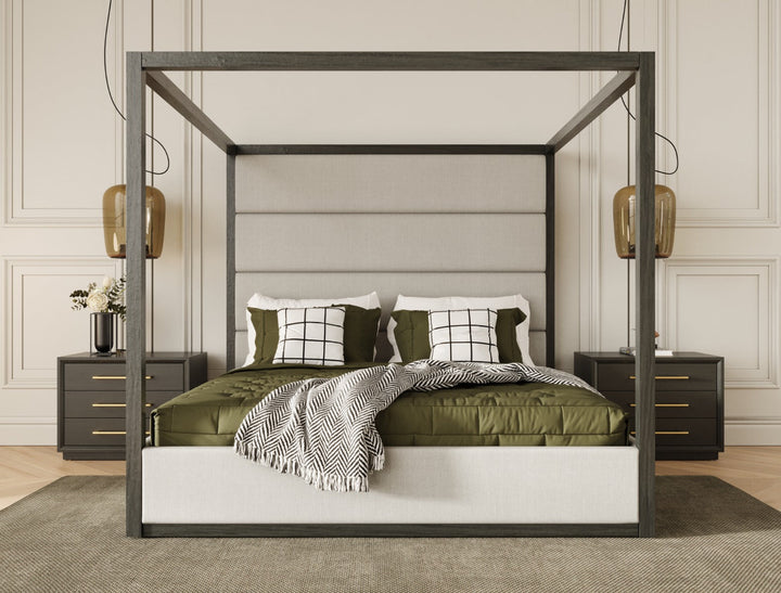 Modrest Manhattan Contemporary Canopy Grey EK Bedroom Set - MONAVILLA