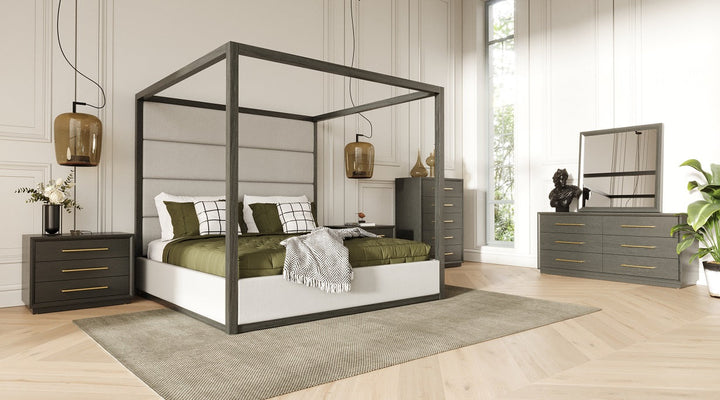 Modrest Manhattan Contemporary Canopy Grey Bed - MONAVILLA