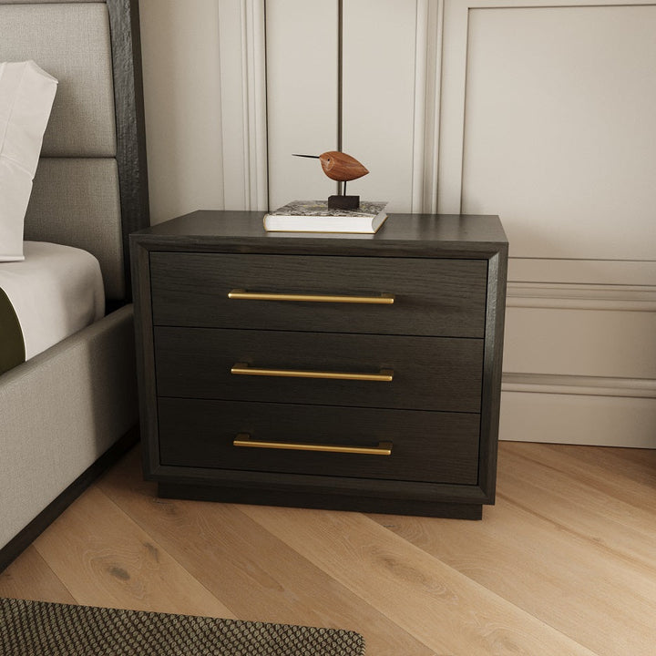 Modrest Manhattan Contemporary Grey and Gold Nightstand - MONAVILLA