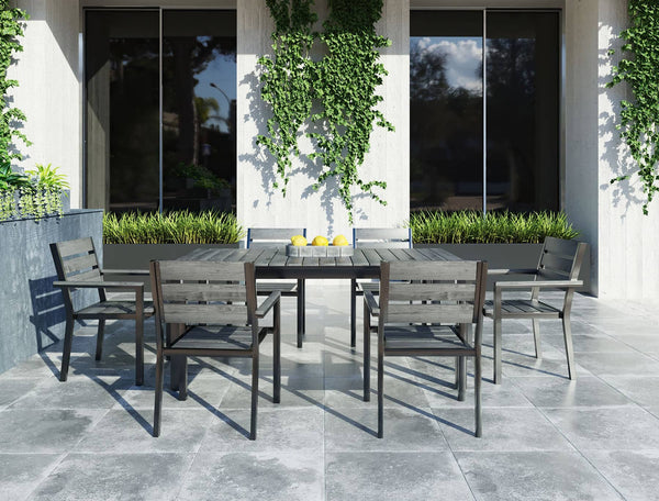 Divani Casa Marina Grey Outdoor Dining Table Set - MONAVILLA