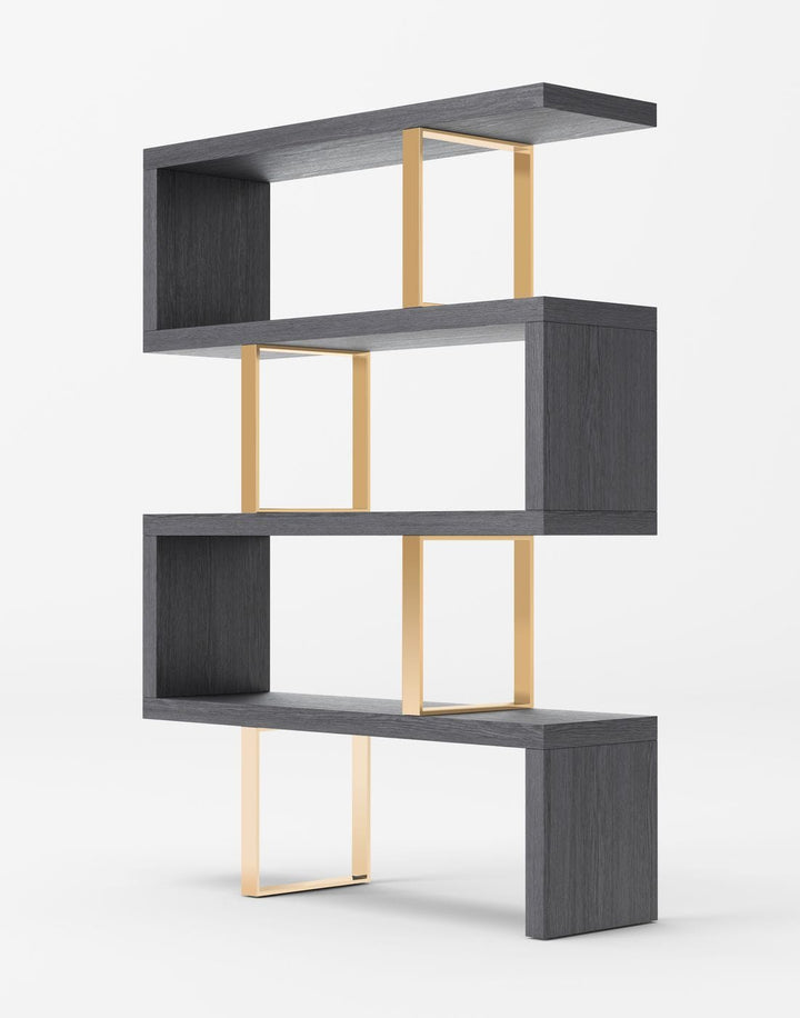 Modrest Maze Elm Grey & Gold Bookcase - MONAVILLA