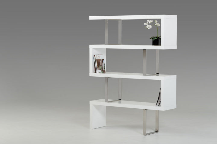 Modrest Maze Modern White High Gloss Bookcase - MONAVILLA