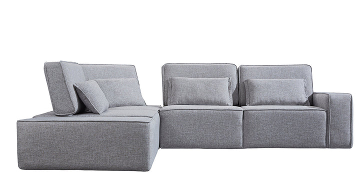 Divani Casa Chapel Modern Light Grey Fabric Sectional Sofa & Ottoman - MONAVILLA