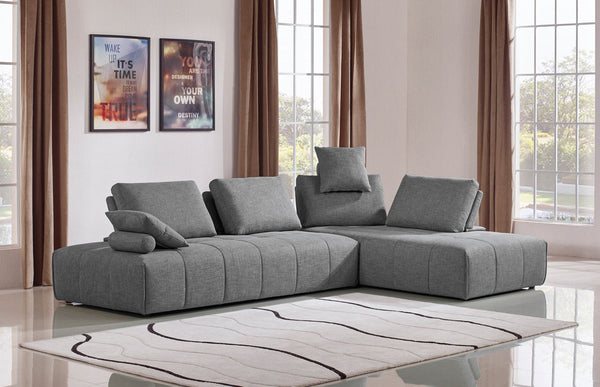 Divani Casa Edgar Modern Grey Fabric Modular Sectional Sofa - MONAVILLA