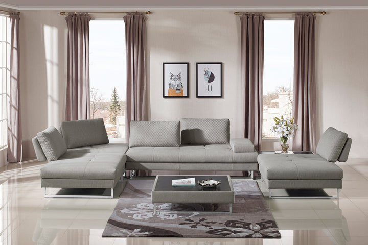 Divani Casa Baxter Modern Grey Fabric Sectional Sofa & Coffee Table - MONAVILLA