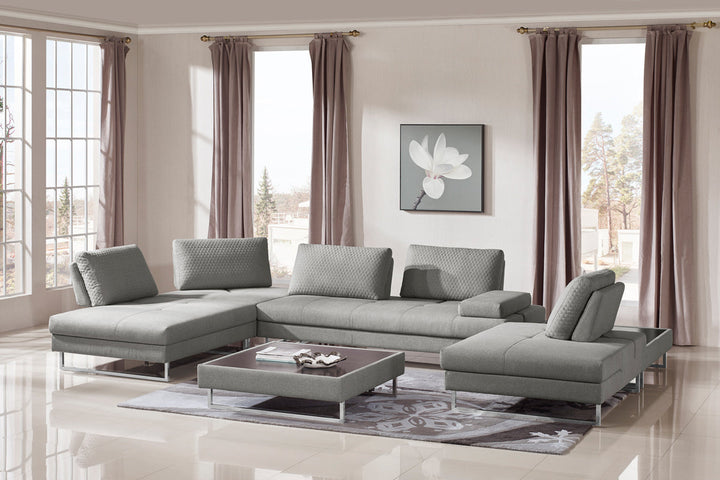 Divani Casa Baxter Modern Grey Fabric Sectional Sofa & Coffee Table - MONAVILLA