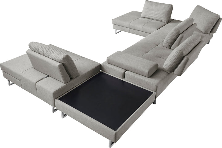 Divani Casa Baxter Modern Grey Fabric Sectional Sofa & Coffee Table - MONAVILLA