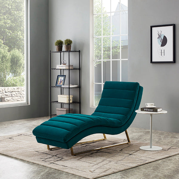 Divani Casa Auburn Modern Green Velvet Lounge Chaise - MONAVILLA