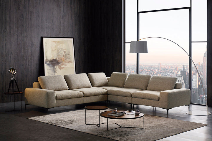 Divani Casa Cascade Modern Beige Fabric U Shaped Sectional Sofa - MONAVILLA