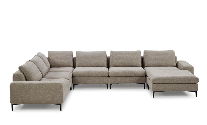 Divani Casa Cascade Modern Beige Fabric U Shaped Sectional Sofa - MONAVILLA