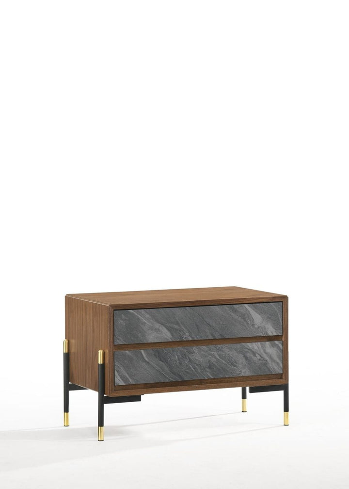 Nova Domus Metcalf Mid Century Walnut & Grey Nightstand - MONAVILLA