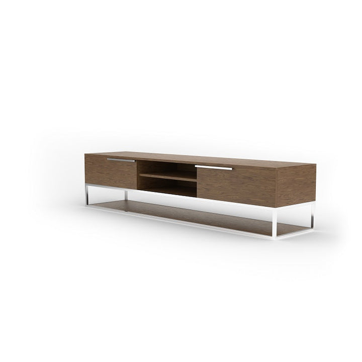 Modrest Heloise Modern Walnut and Stainless Steel TV Stand - MONAVILLA