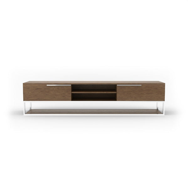 Modrest Heloise Modern Walnut and Stainless Steel TV Stand - MONAVILLA