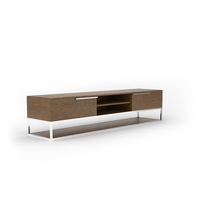 Modrest Heloise Modern Walnut and Stainless Steel TV Stand - MONAVILLA