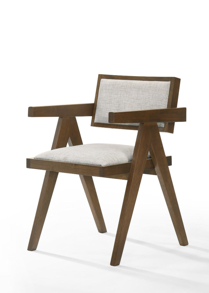 Modrest Fern Modern Walnut and Beige Dining Chair Set of 2 - MONAVILLA