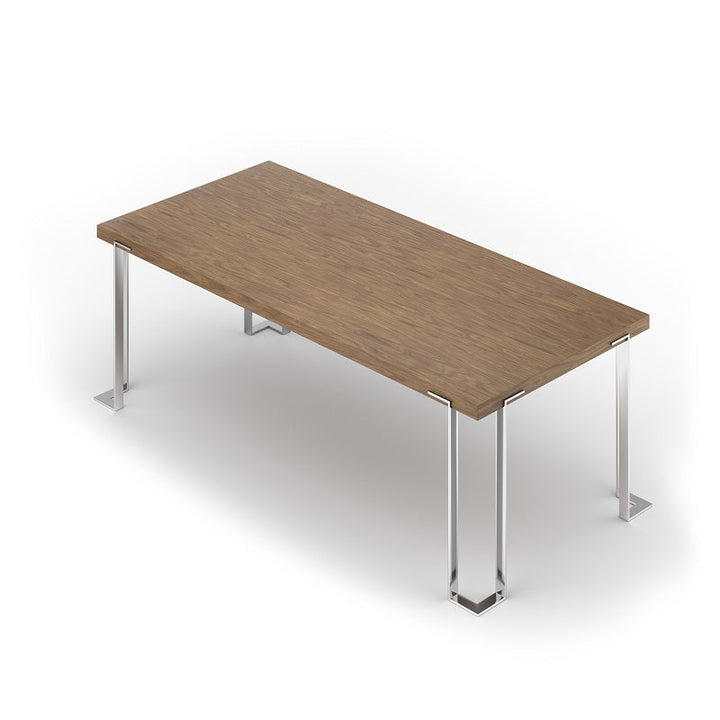 Modrest Heloise Modern Walnut & Stainless Steel Dining Table - MONAVILLA