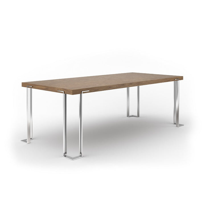 Modrest Heloise Modern Walnut & Stainless Steel Dining Table - MONAVILLA